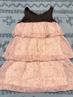 PinkVanilla Pink Tiered Sundress with Charcoal Tank Bodice